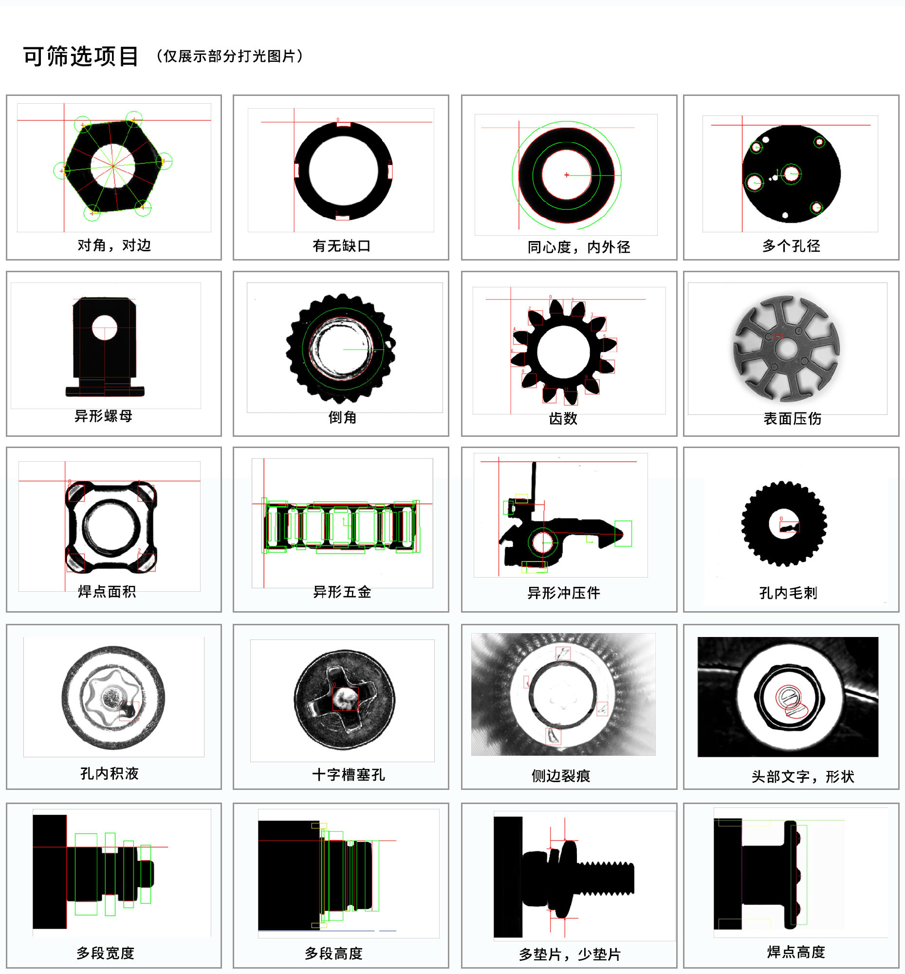 ccd視覺(jué)檢測(cè)設(shè)備可篩選項(xiàng)目